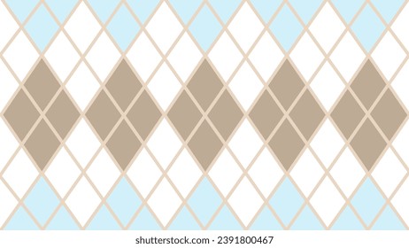 Blue and beige seamless geometric pattern argyle background