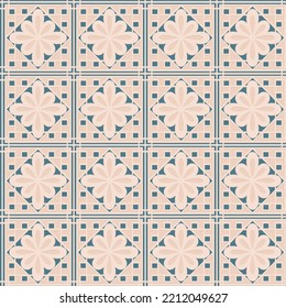 Blue beige seamless pattern, arabesque arabic perforated embossed decorative background for decoration