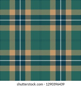 Blue and beige tartan plaid. Traditional Scottish cage textile pattern.