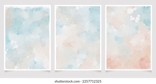 Blaue und beige Aquarellfarbe Nasswaschsplash 5x7 Einladungskartenhintergrund Vorlagensammlung digitale Malerei