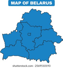Blue Belarus country map border outline vector