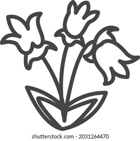 Blue Bell Flower Icon. Fall icon Set . Line Style 