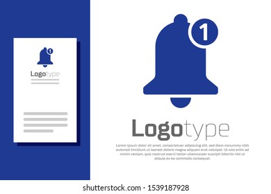 Blue Bell icon isolated on white background. New Notification icon. New message icon. Logo design template element. Vector Illustration