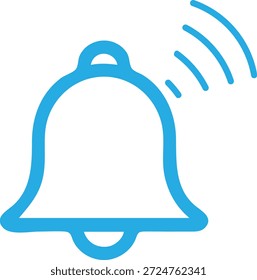 Un icono de campana azul con ondas de sonido que emanan de él, que indica una notificación o alerta que se envía o recibe.