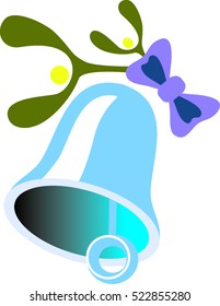 blue bell with ribbon and mistletoe