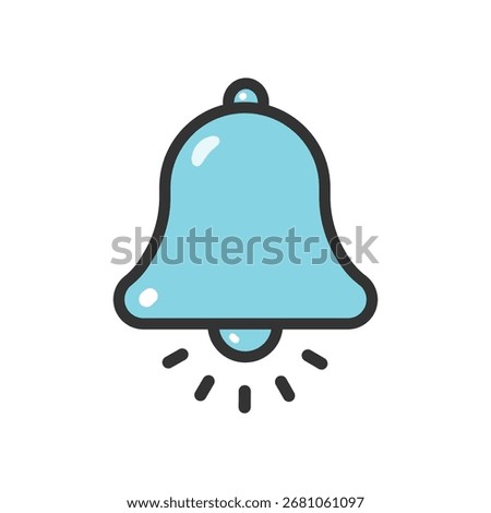 Blue bell ringtone notification icon isolated flat style design vector illustration on white background.