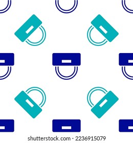 Blue Bellboy hat icon isolated seamless pattern on white background. Hotel resort service symbol.  Vector