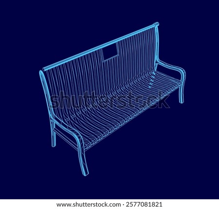Similar – Image, Stock Photo Blue bench and line in front of a white wall