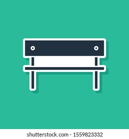Blue Bench icon isolated on green background.  Vector Illustration