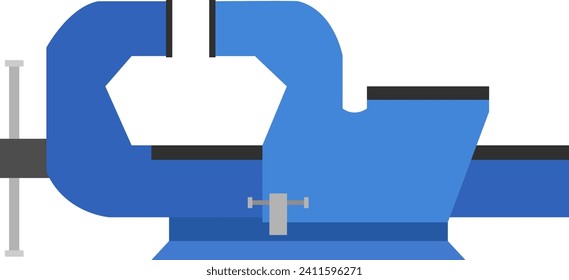 Blue bench vise tool isolated on white. Mechanic's or carpenter's workshop equipment vector illustration.