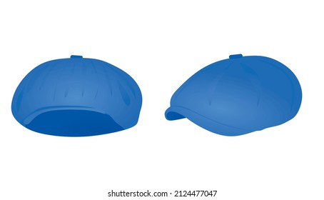 Blue Beret Cap. Vector Illustration