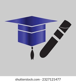 Blue beret with a rope in the center. Cap student . School uniform .School And Education single icon in cartoon style symbol stock illustration.