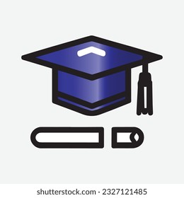 Blue beret with a rope in the center. Cap student . School uniform .School And Education single icon in cartoon style symbol stock illustration.