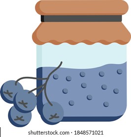 Blue Berries Jam Jelly glass jar Concept Vector Color Icon Design, Fruit preserves and Spread Condiment Symbol on White background, Ready To Eat Sweet Food Sign