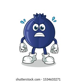 blue berry angry mascot vector cartoon illustration