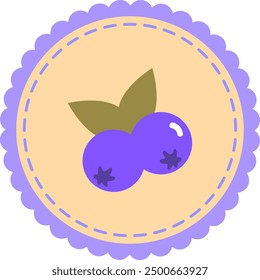 Blue Berry with circle frame, Stamp,Purple Fruit Badge Design