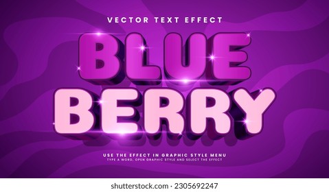 Efecto de estilo de texto editable en berry azul. Efecto de texto vectorial, con concepto de lujo.