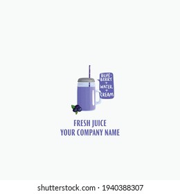 Blue Berry Fresh Juice Logo Vector