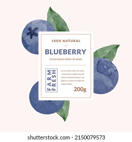Blue berry packaging design templates, watercolour style vector illustration.	

