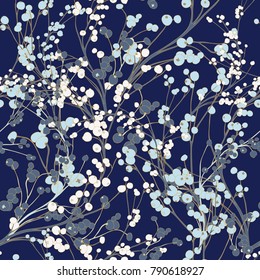 Blue Berry Seamless Vector Background