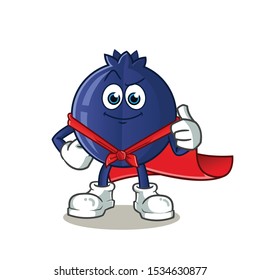 blue berry super hero mascot vector cartoon illustration