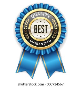 Blue best quality rosette with gold border on white background