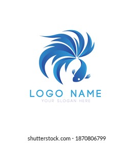 Pescado betta azul diseño moderno logo vectorial, adecuado para la pesca, tienda de comercios, tienda de comercios, mascota acuática e icono del medio ambiente