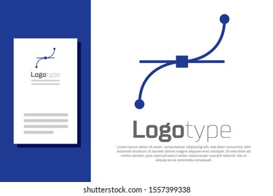 Blue Bezier curve icon isolated on white background. Pen tool icon. Logo design template element. Vector Illustration