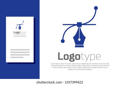 Blue Bezier curve icon isolated on white background. Pen tool icon. Logo design template element. Vector Illustration