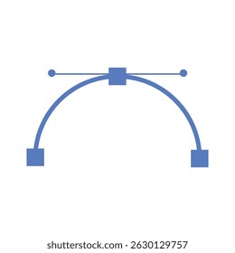 Blue Bezier curve path with anchor points and handles.