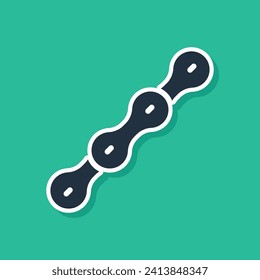 Blue Bicycle chain icon isolated on green background. Bike chain sprocket transmission.  Vector