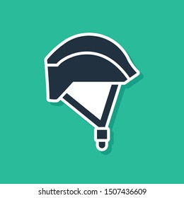 Blue Bicycle helmet icon isolated on green background. Extreme sport. Sport equipment.  Vector Illustration