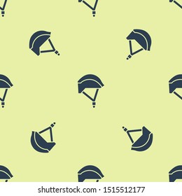 Blue Bicycle helmet icon isolated seamless pattern on yellow background. Extreme sport. Sport equipment.  Vector Illustration