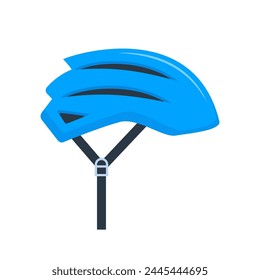 Casco de bicicleta azul aislado sobre fondo blanco. Ilustración vectorial