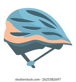 Blue bicycle helmet protecting the head from injuries while cycling on a road or mountain