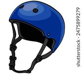 Blue Bicycle Helmet, Skateboard Helmet Illustration Vector