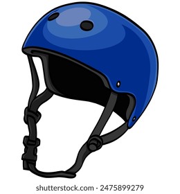 Blue Bicycle Helmet, Skateboard Helmet Illustration Vector