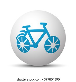 Blue Bicycle icon on sphere on white background