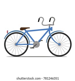 Blue bicycle. Bicycle isolated on a white background. Vector illustration