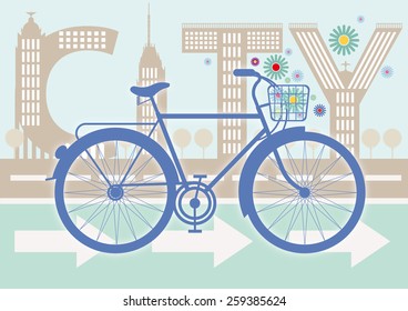 blue bicycle on the streets of a big city