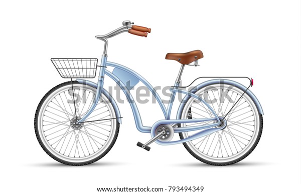 blue bike with basket