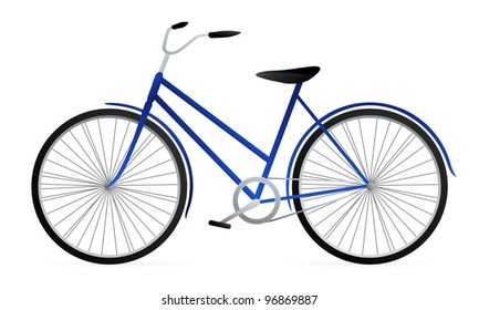 Blue Bicycle. Vector illustration on white background