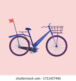 blue bicyle with flag vector illustration