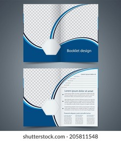 Blue bi-fold brochure template design, business leaflet, booklet