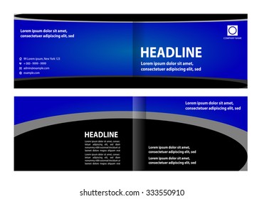 Blue bi-fold brochure template design, business leaflet, booklet
