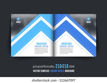 Blue Bi-Fold Document and Brochure, Vector Background. Corporate Bifold Leaflet, Textbook Cover Design. Image Add Feature Print Ready Business Bi Fold Pamphlet or Booklet Template