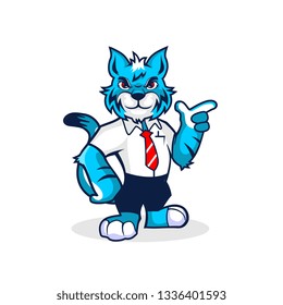 Blue big cat using office dress