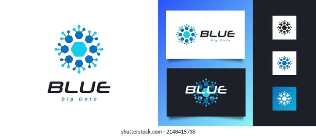 Diseño del logotipo Blue Big Data. Símbolo de servidor o centro de datos. Logo de Inteligencia Artificial o Icono para la identidad de logotipo de negocios o tecnología