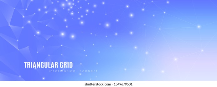 Blue Big Data Server. Technology Pattern. Light Triangles Architecture. Futuristic Poster. Big Data Social. Magic Technology Texture. Blue Triangular Banner. Geometric Connection. Big Data Blue.