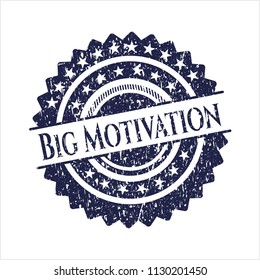 Blue Big Motivation distressed rubber grunge stamp